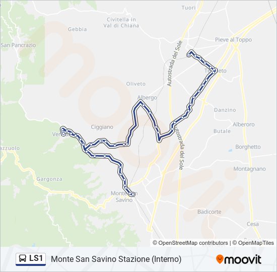 Linea ls1 orari fermate e mappe Ls1 Monte San Savino Stazione