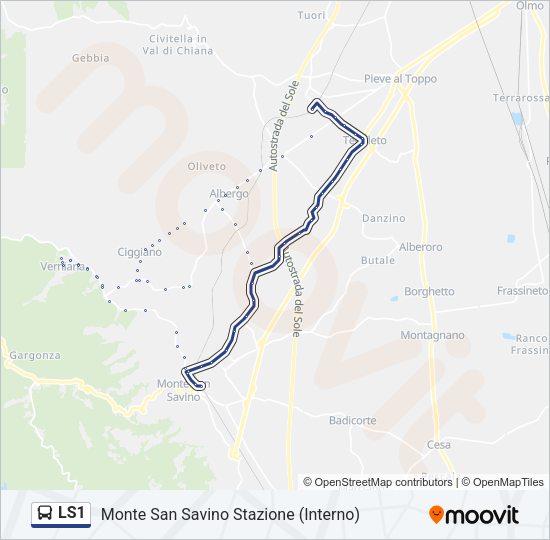 Percorso linea bus LS1