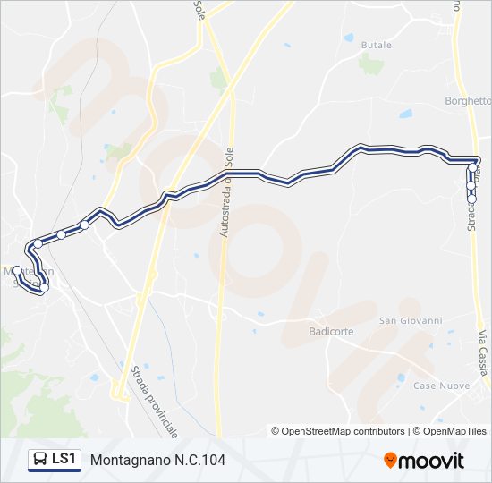 Percorso linea bus LS1