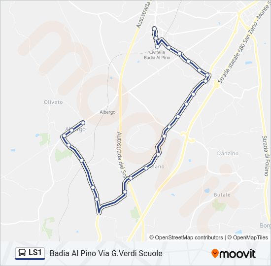 Percorso linea bus LS1