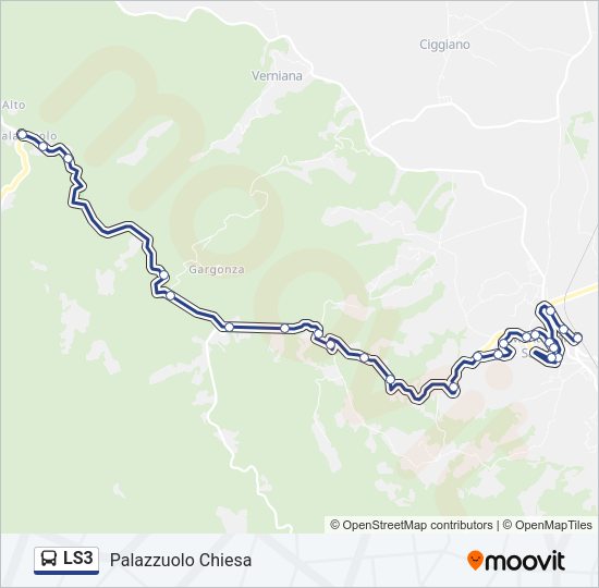 Percorso linea bus LS3