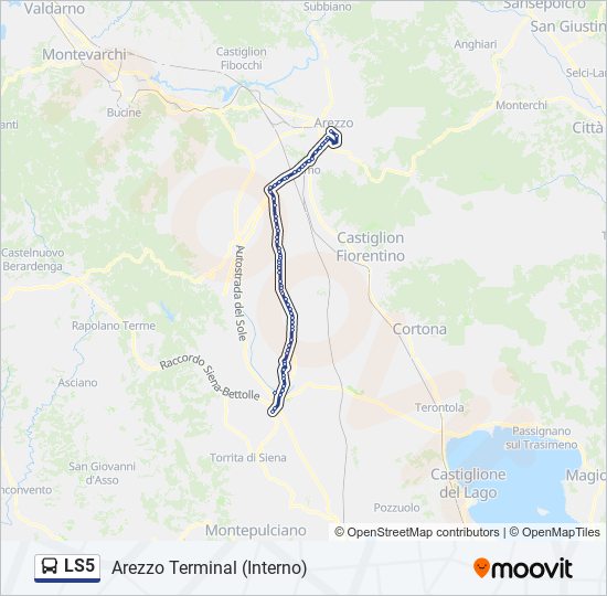 Linea ls5 orari fermate e mappe Ls5 Arezzo Terminal Interno