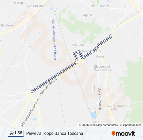 Linea ls5 orari fermate e mappe Ls5 Pieve Al Toppo Banca