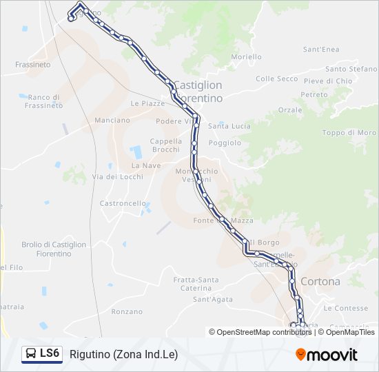 Percorso linea bus LS6