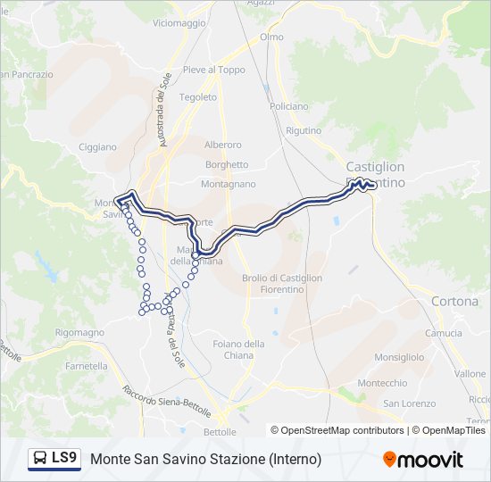 Linea ls9 orari fermate e mappe Ls9 Monte San Savino Stazione