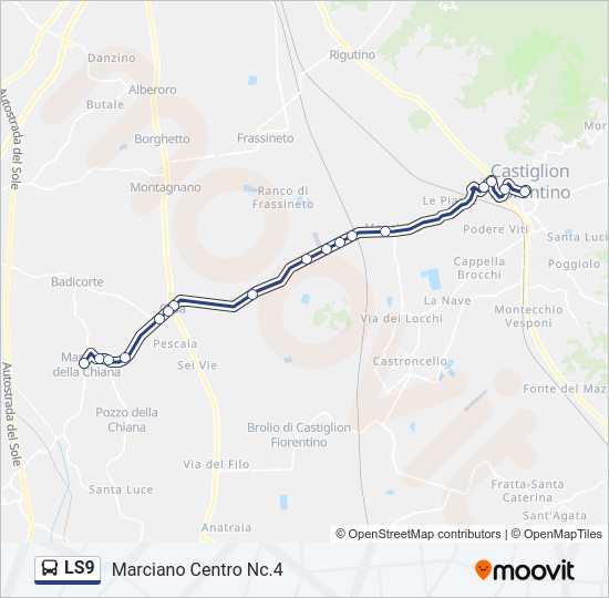 Percorso linea bus LS9