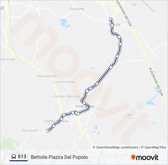 S13 Bus Line Map