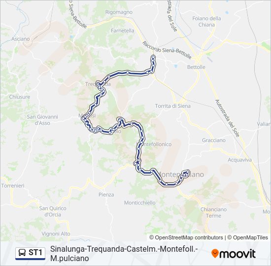 Percorso linea bus ST1