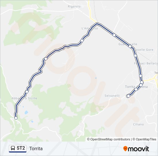 Percorso linea bus ST2