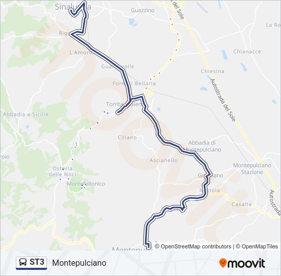 Percorso linea bus ST3