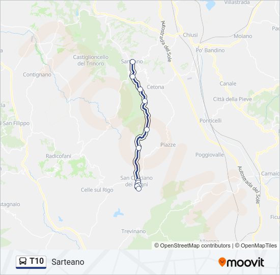 T10 Bus Line Map