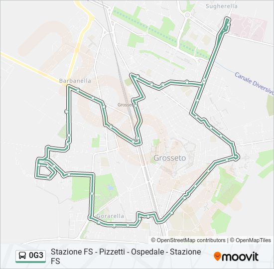 Percorso linea bus 0G3