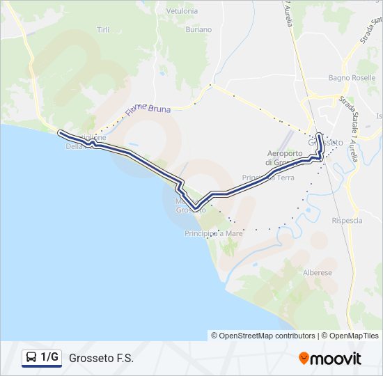 Percorso linea bus 1/G