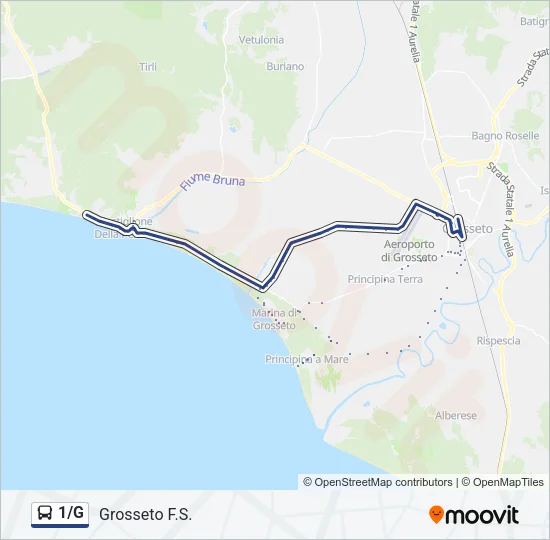 1/G Bus Line Map