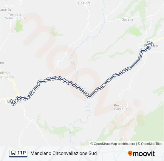 Percorso linea bus 11P