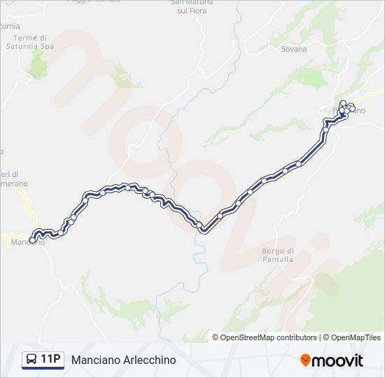 Percorso linea bus 11P