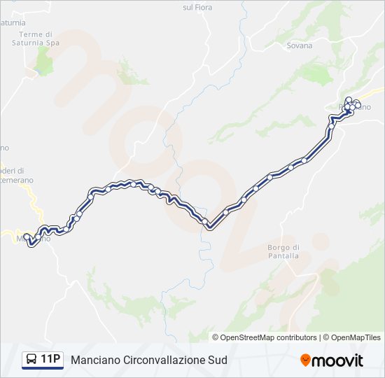 Percorso linea bus 11P