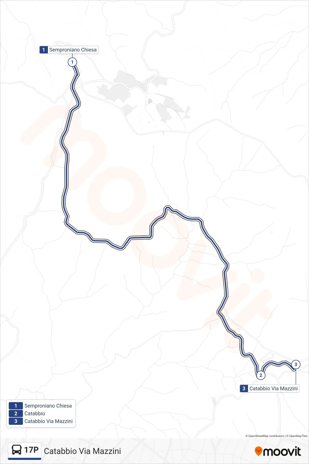 Linea 17P bus (Catabbio Via Mazzini) - Percorsi e fermate sulla mappa