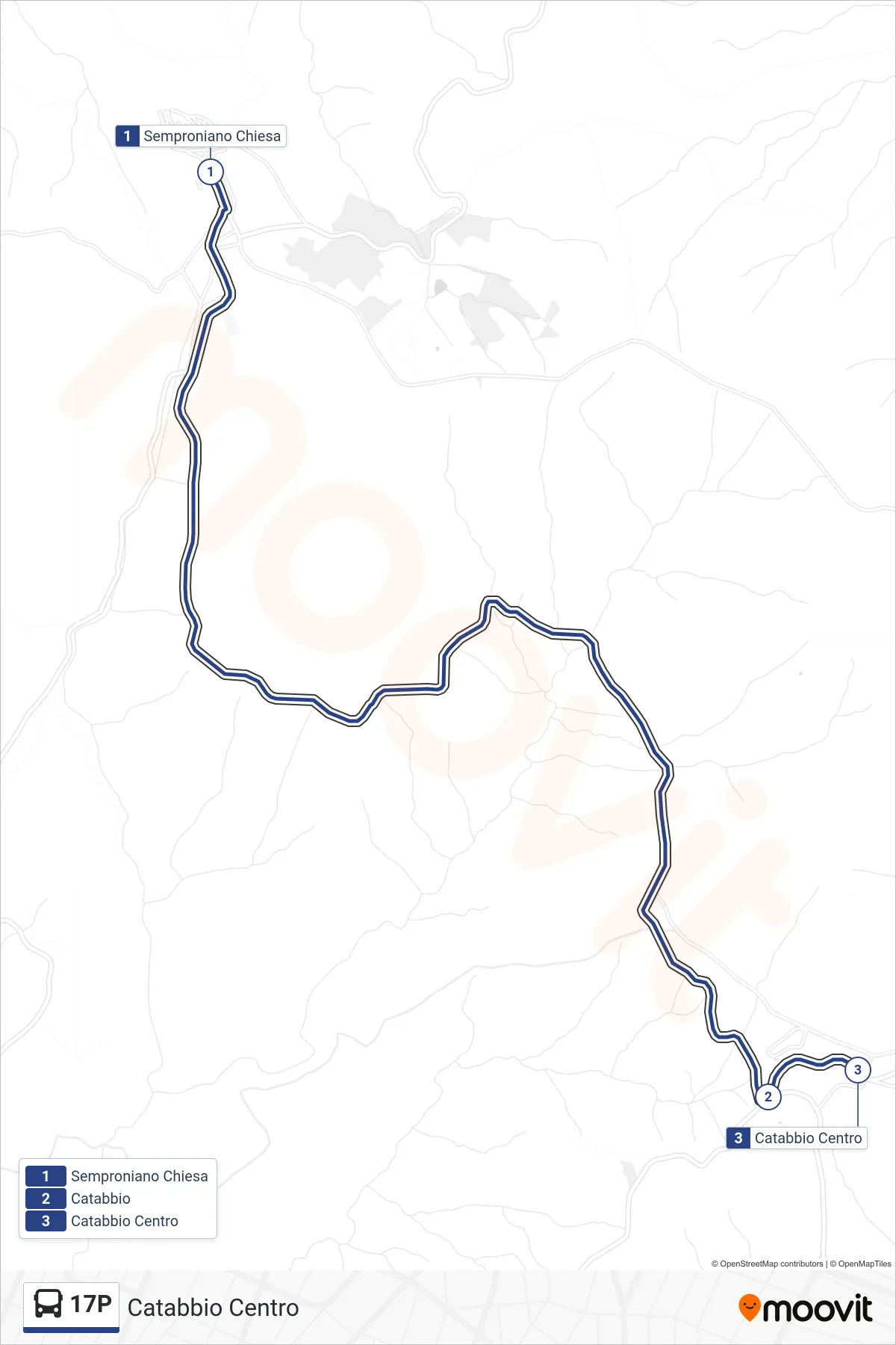 Linea 17P  bus (Catabbio Centro) - Percorsi e fermate sulla mappa
