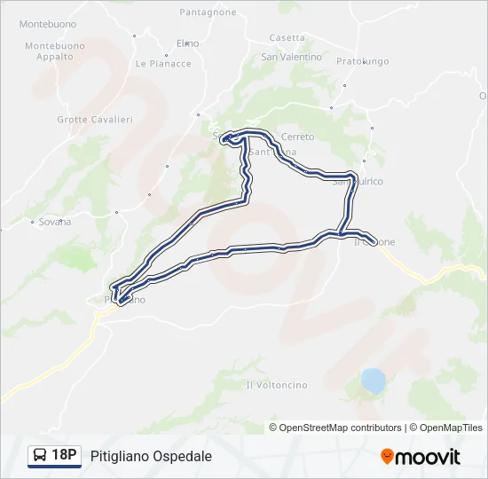 Percorso linea bus 18P