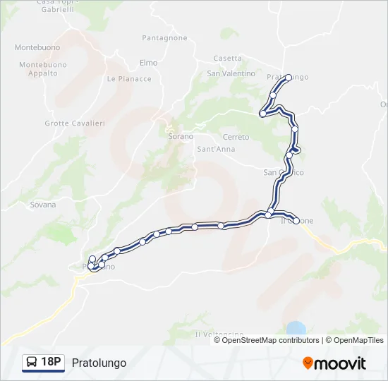 Percorso linea bus 18P