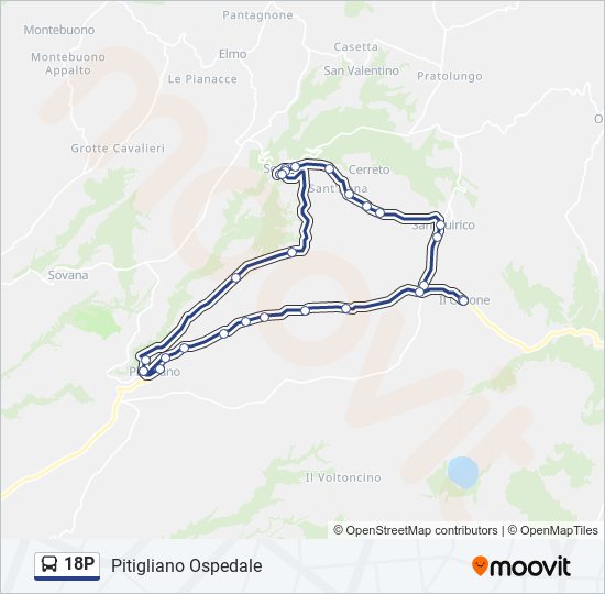 Percorso linea bus 18P