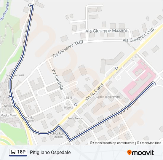 Percorso linea bus 18P