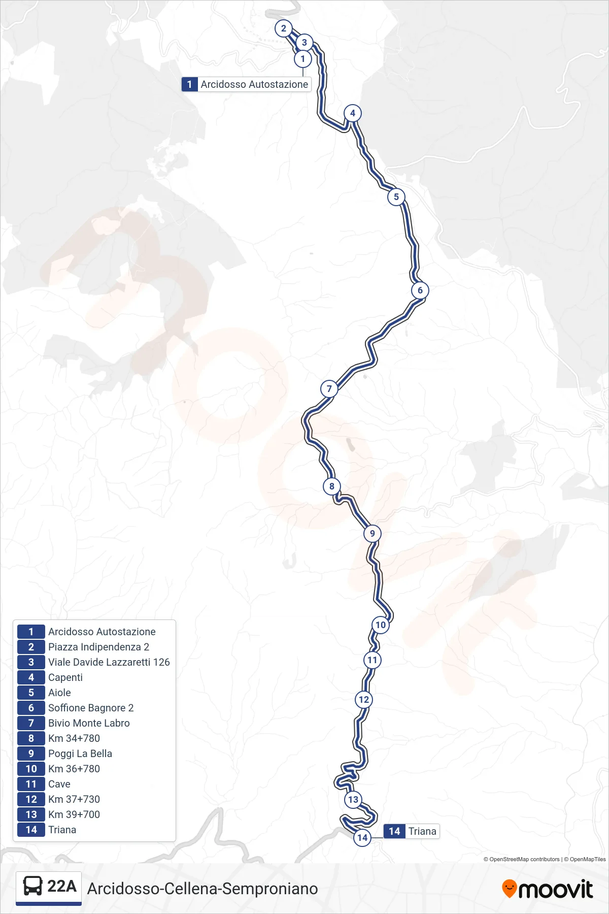 Linea 22A bus (Triana) - Percorsi e fermate sulla mappa