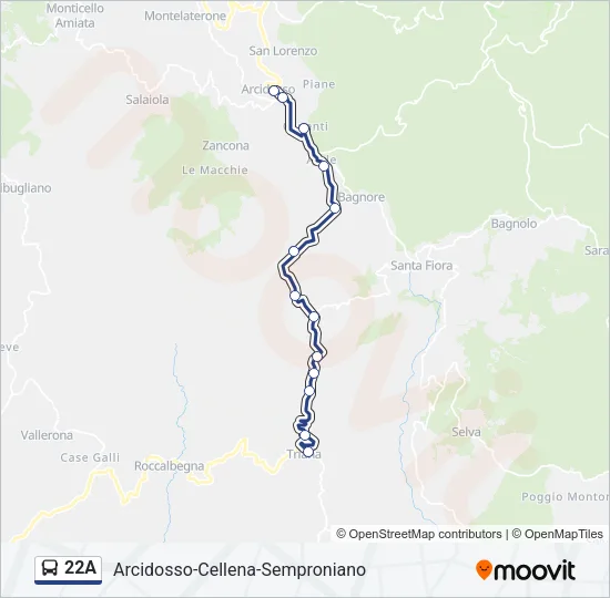 Percorso linea bus 22A