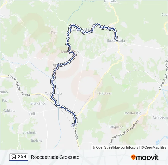 Percorso linea bus 25R