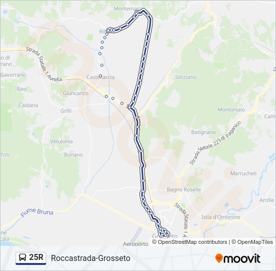 Percorso linea bus 25R