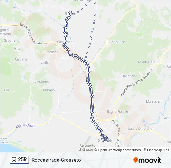 Percorso linea bus 25R
