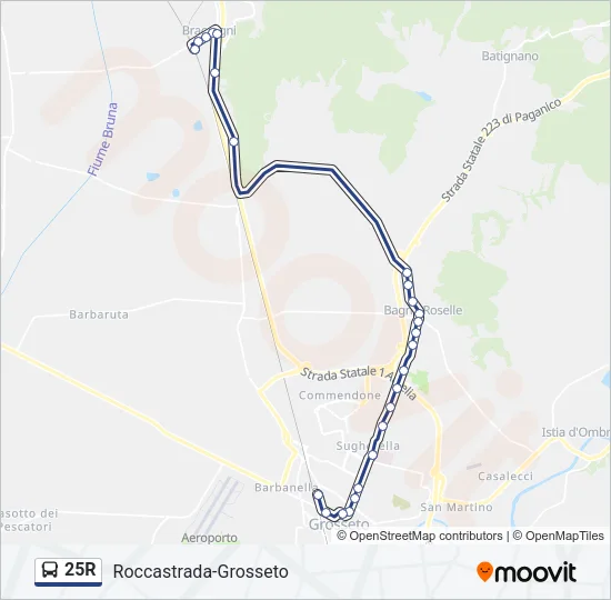 25R Bus Line Map