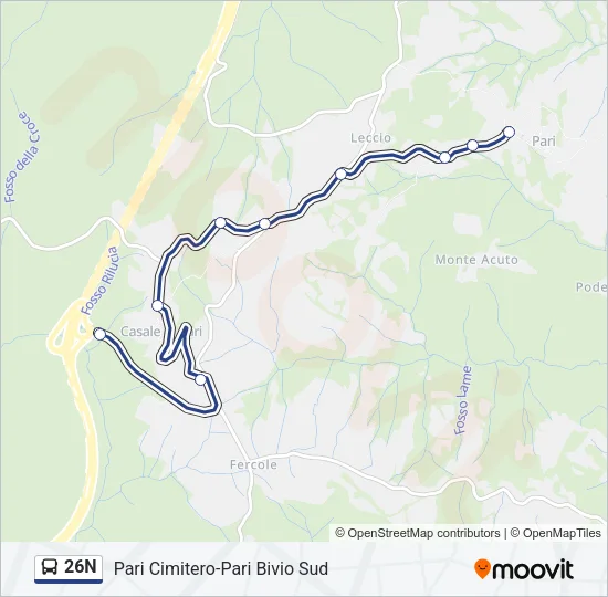 26N Bus Line Map