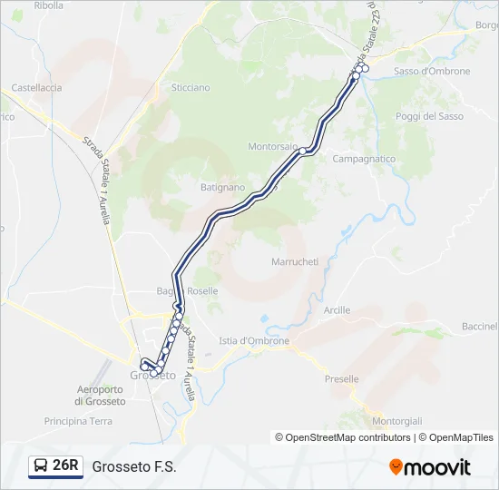 Percorso linea bus 26R