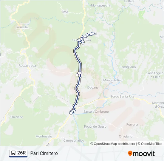 Percorso linea bus 26R