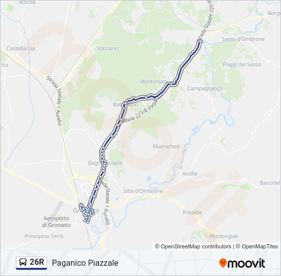 Percorso linea bus 26R