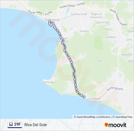 Percorso linea bus 29F