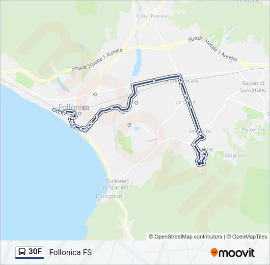 Percorso linea bus 30F