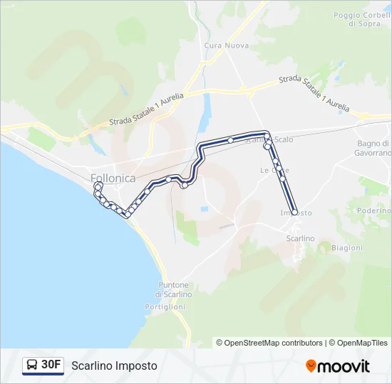 Percorso linea bus 30F