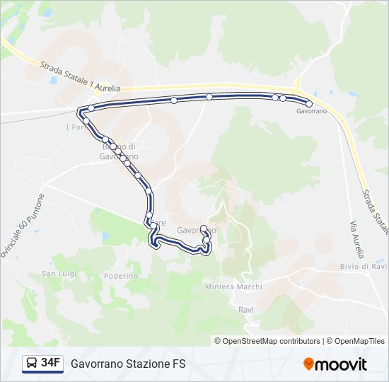 34F bus Line Map