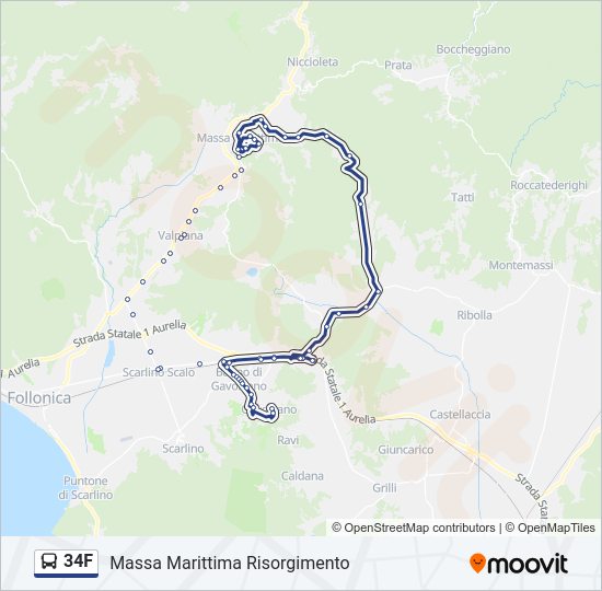 34F bus Line Map