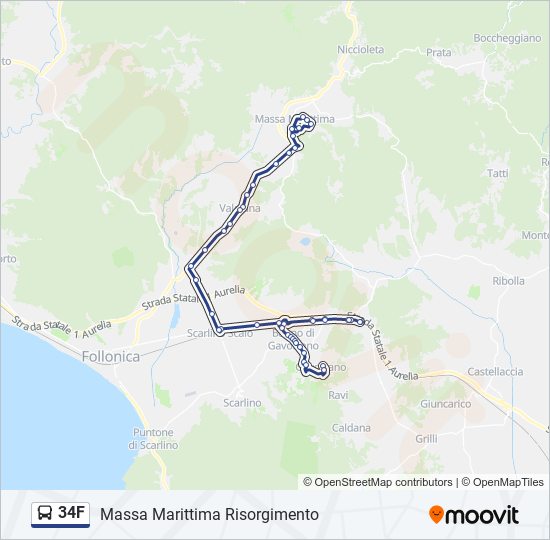 Percorso linea bus 34F