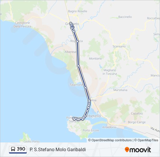 Percorso linea bus 39O