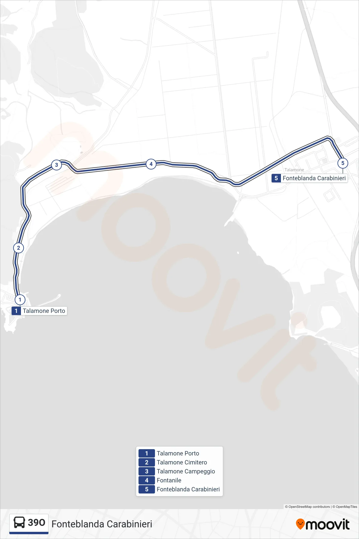 Linea 39O bus (Fonteblanda Carabinieri) - Percorsi e fermate sulla mappa