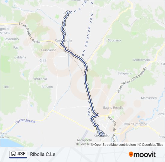 Percorso linea bus 43F