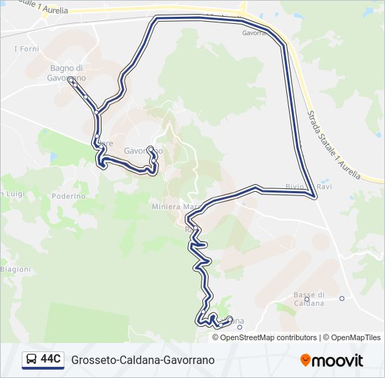 44C bus Line Map