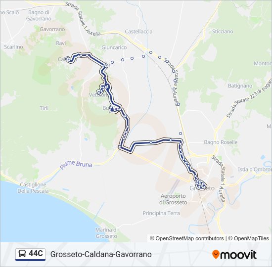 Percorso linea bus 44C