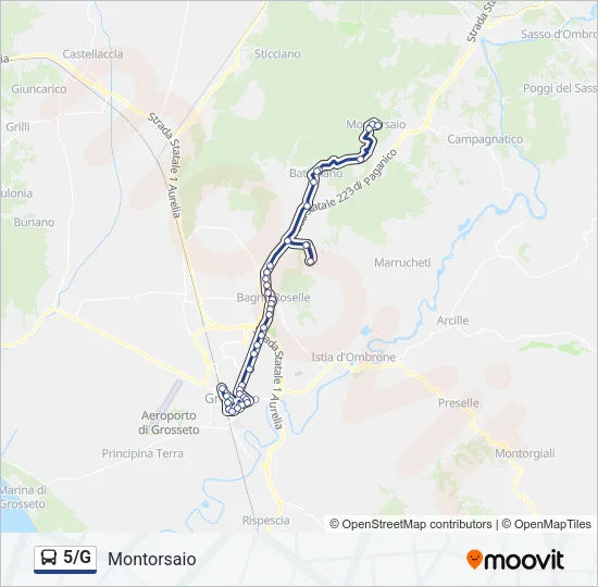 Percorso linea bus 5/G