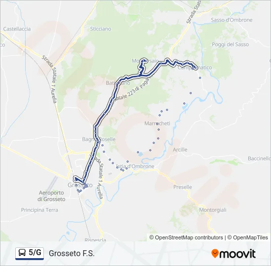 Percorso linea bus 5/G